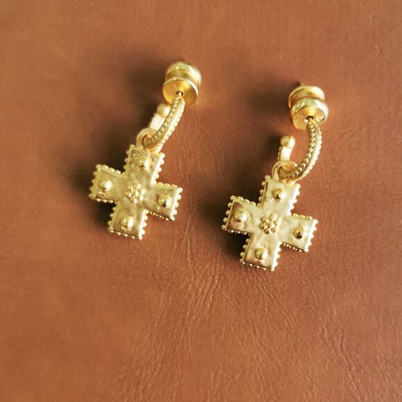 Julie Vos Canterbury Gold Hoop & Charm Earrings - Picture 2 of 4